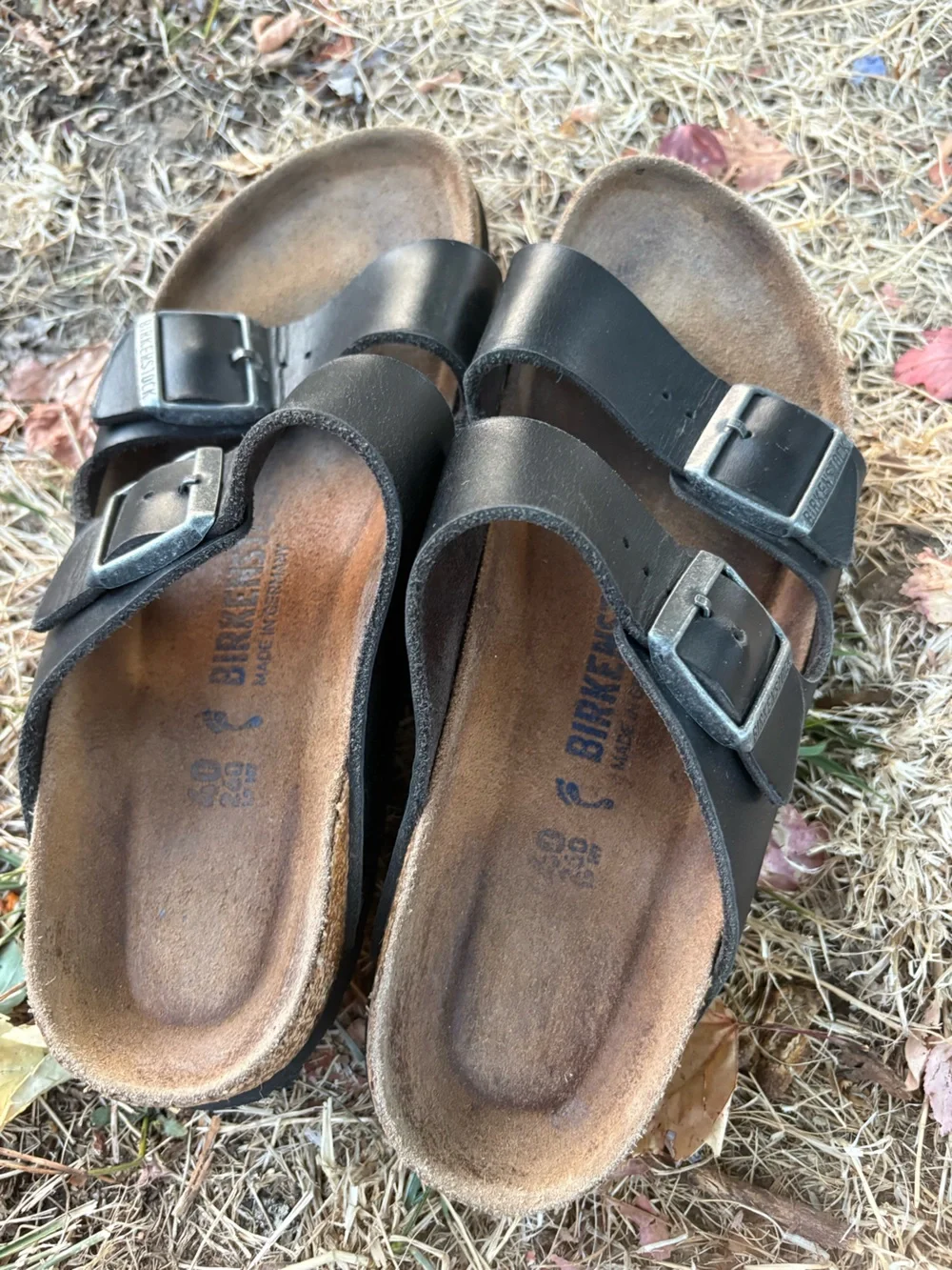 Birkenstock Men’s Black Double Strap Leather Sandals